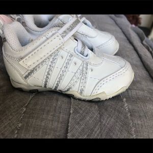 White toddler sneakers with sparkly detail
